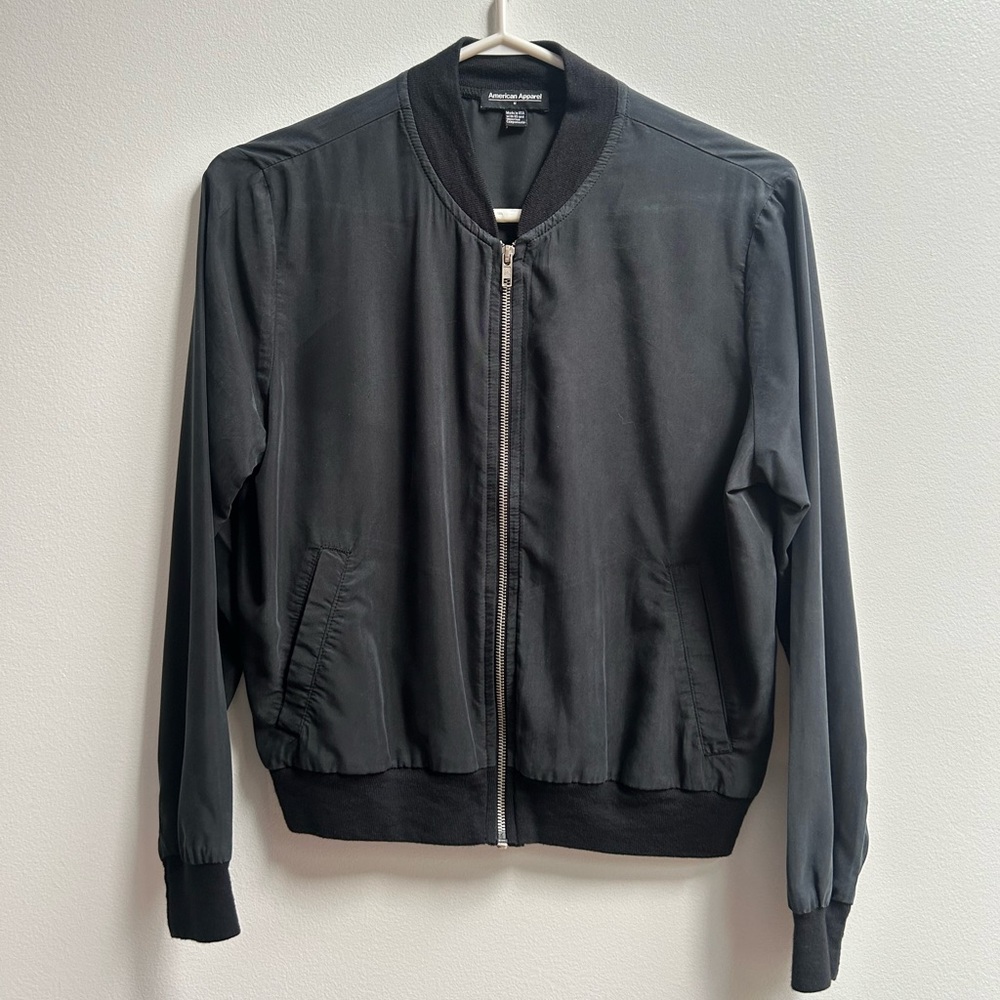 American Apparel Black Bomber Jacket - Size M